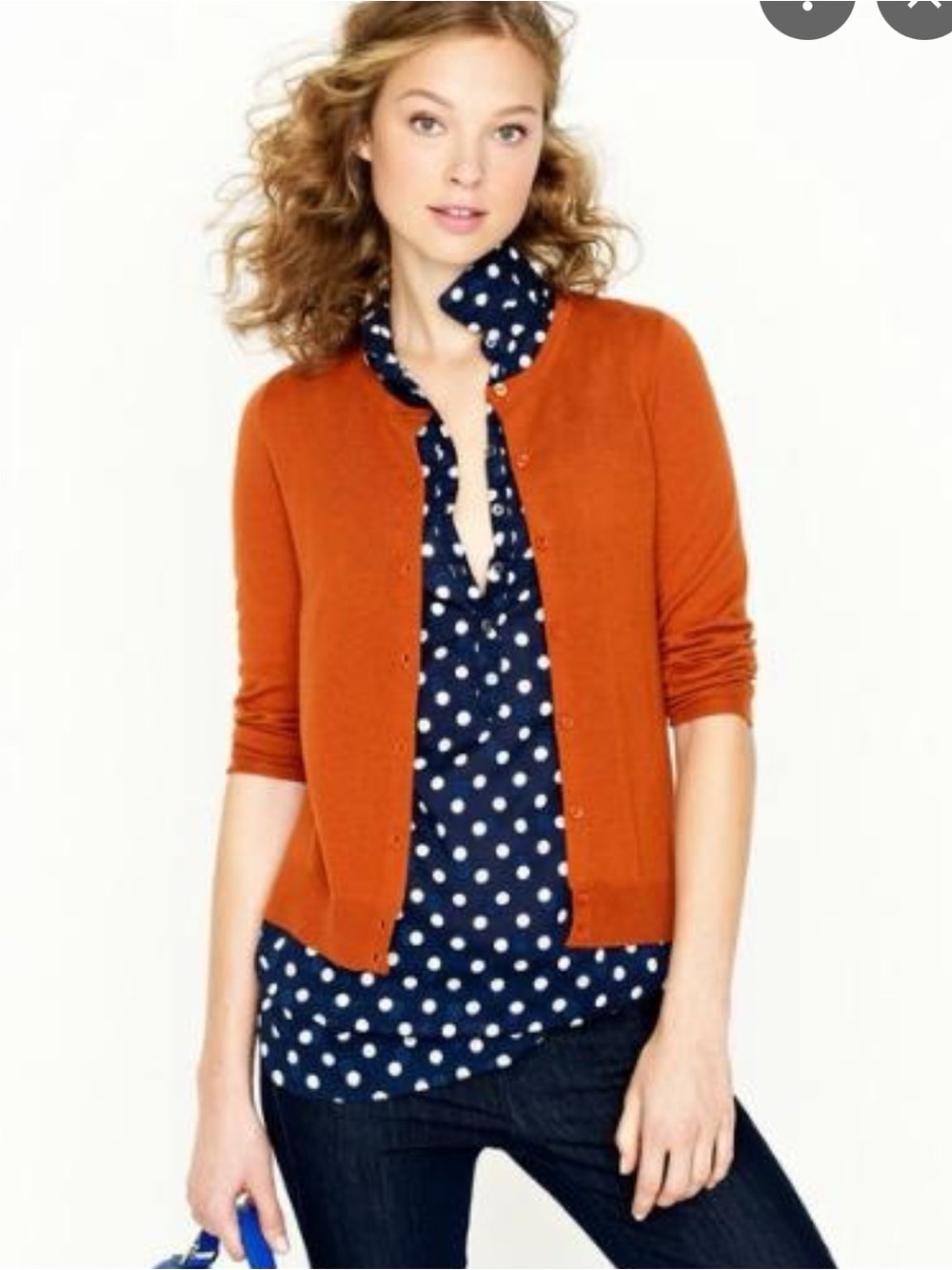 J.Crew Women's Burnt Orange Button-Front Cardigan Sweater